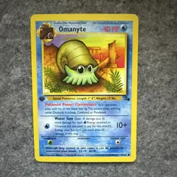 Wizards of the Coast Pokemon Fossil Unlimited Omanyte 52/62 40 HP 1st Edition - Image 1