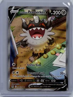Pokemon Galarian Perrserker V Full Art Ultra Rare Lost Origin 184/196 Holo - Image 1
