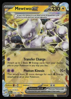 MEWTWO EX 058/182 DOUBLE RARE PARADOX RIFT POKEMON NM/M - Image 1