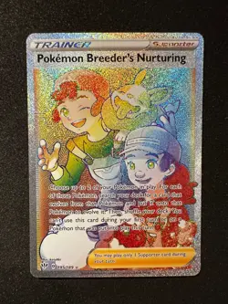 Pokemon Breeder's Nurturing Darkness Ablaze 195/189 Secret Rare Full Art Rainbow - Image 1