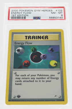 PSA 8 NEAR MINT-MINT 2000 Pokemon Gym Heroes #122 Energy Flow 1st Edition !!! - Image 1
