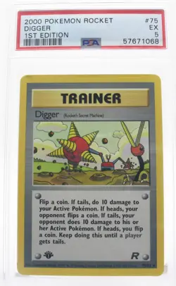 PSA 5 EXCELLENT 2000 Pokemon Team Rocket #75 Digger !!! - Image 1