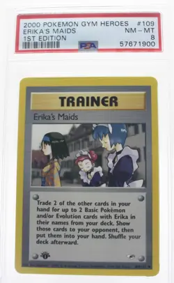 PSA 8 NEAR MINT MINT 2000 Pokemon Gym Heroes #109 Erika's Maids 1st Edition !!! - Image 1