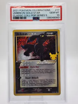 2021 Pokemon Celebrations Umbreon-Gold Star #17 PSA 10 Classic Coll-Pop Series 5 - Image 1