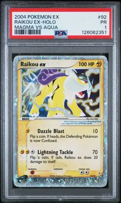 PSA 1 Raikou EX Holo Foil Team Magma vs Team Aqua 92/95 2004 Pokemon PR - Image 1