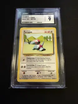 Pokemon TCG Porygon 039/102 Base Set Regular - CGC Mint 9 - Image 1