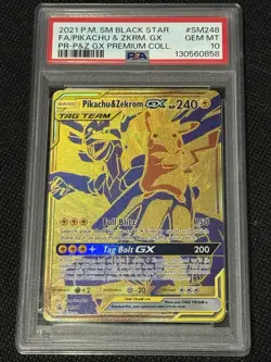 2021 Pokemon Sun & Moon Black Star Pikachu & Zekrom GX Full Art SM248 PSA 10 - Image 1
