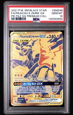 2021 Pokemon Sun & Moon Black Star Pikachu & Zekrom GX Full Art SM248 PSA 10 - Image 3