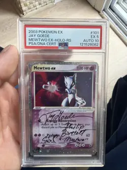 Pokemon 2003 EX Ruby & Sapphire Mewtwo ex Holo 101/109 PSA 5 auto jay goede - Image 1