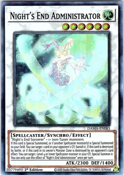 Yugioh Night's End Administrator DAMA-EN083 Super Rare 1st Edition NM - Image 1