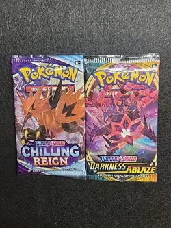 Pokemon Card Chilling Reign Sword & Shield & Darkness Ablaze (2) 10 Card Packs - Image 1