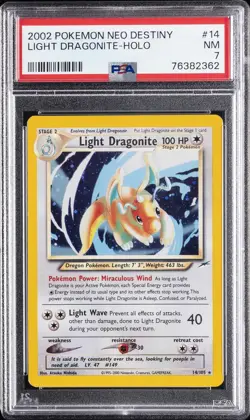 2002 POKEMON NEO DESTINY #14 LIGHT DRAGONITE-HOLO PSA 7 - Image 1