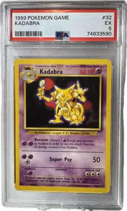 1999 Pokemon Base Set Kadabra #32 Unlimited Uncommon Non-Holo PSA 5 EX - Image 1