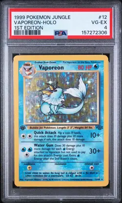 1999 Pokemon Jungle Vaporeon Holo 1st Edition PSA 4 #12 - Image 1