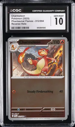 2025 POKEMON PHANTASMAL FLAMES REVERSE HOLO #012/094 CHARMELEON CGC 10 GEM MINT - Image 1
