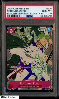 2024 ONE PIECE RORONOA ZORO EN VER 1ST ANNIVERSARY SET #025 PSA 10 - Image 1