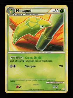 Metapod 46/123 Uncommon Tomokazu Komiya HeartGold & SoulSilver Pokemon Cards - Image 1