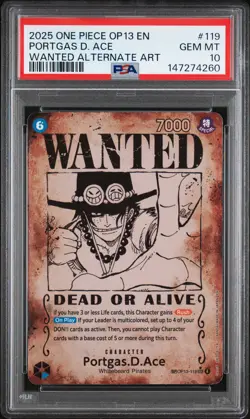 2025 ONE PIECE OP13-CARRYING ON HIS WILL #119 PORTGAS D. ACE PSA 10 - Image 1