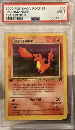 2000 Pokemon 1st Edition Chamander Non Holo - Team Rocket 50/82 PSA 9 Mint! WOTC - Image 2
