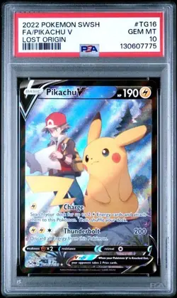 PSA 10 Pikachu V TG16/TG30 Pokemon Lost Origin Trainer Gallery Card - Image 1