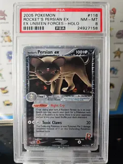 2005 Pokemon EX Unseen Forces Rocket's Persian EX 116/115 PSA 8 NM-MINT - Image 1