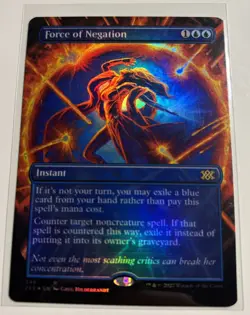 1x FORCE OF NEGATION *FOIL* Borderless Ext Art 2X2 MTG NM Double Masters 2022 - Image 1