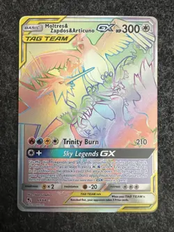 Pokemon Hidden Fates Rainbow Moltres Zapdos Articuno GX 69/68 - Image 1