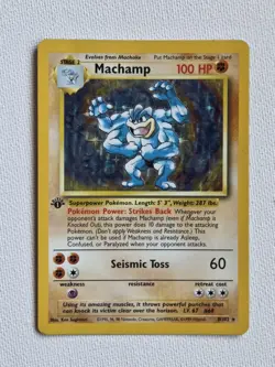Machamp Base Set Holo Rare Unlimited 1st Edition 8/102 1999 LP Pokemon Card - Image 1