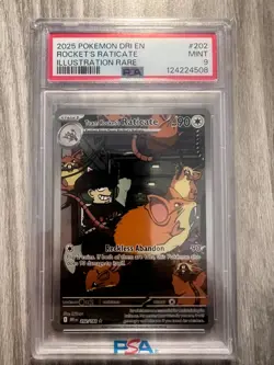 Pokemon TCG Destined Rivals #202 Team Rocket's Raticate Illustration Rare PSA 9 - Image 1