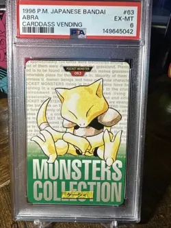 1996 POKEMON JAPANESE BANDAI CARDDASS VENDING 63 ABRA PSA 6 - Image 1