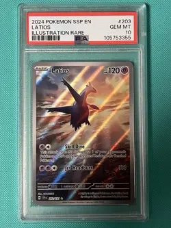 Latios #203 PSA 10 Pokemon TCG Sv08 Surging Sparks Illustration Rare Holo - Image 1