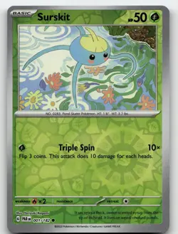 SURSKIT 001/182 COMMON REVERSE HOLO PARADOX RIFT POKEMON NEAR MINT - Image 1