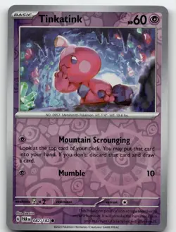 TINKATINK 082/182 COMMON REVERSE HOLO PARADOX RIFT POKEMON NEAR MINT - Image 1