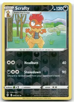 SCRAFTY 099/203 UNCOMMON REVERSE HOLO EVOLVING SKIES POKEMON NEAR MINT - Image 1