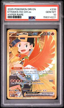 2025 Pokemon Destined Rivals ETHAN'S HO-OH ex HYPER RARE #239 PSA 10 Gem Mint - Image 1
