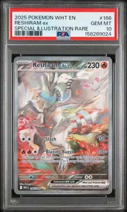 2025 Pokemon White Flare RESHIRAM ex #166 Special Illustration Rare PSA 10 Gem - Image 1