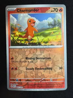 Charmander 007/091 Reverse Holo Common LP-NM - Pokemon TCG S&V Paldean Fates PAF - Image 1