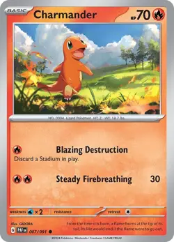 Charmander 007/091 Reverse Holo Common LP-NM - Pokemon TCG S&V Paldean Fates PAF - Image 3