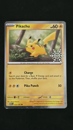 Pokemon TCG Pikachu 25/165 Snowflake Stamp Promo 2025 Holiday Advent Calendar NM - Image 1