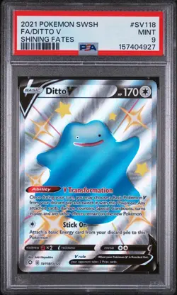 Ditto V Pokemon Sword & Shield Shining Fates SV118/SV122 2021 PSA MINT 9 - Image 1