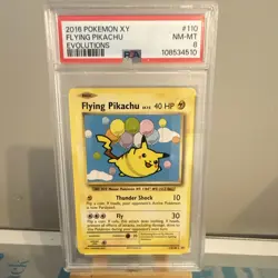 2016 Pokemon Evolutions Flying Pikachu 110/108 Secret Rare Regular English PSA 8 - Image 1