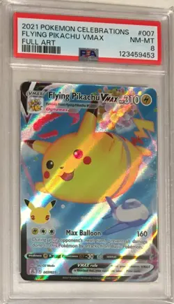 2021 Pokemon Sword & Shield Celebrations PSA 8 Flying Pikachu VMAX Holo #007 - Image 1