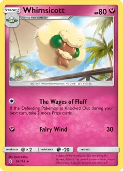 Whimsicott 91/145 UC Guardians Rising LP Pokemon - Image 4