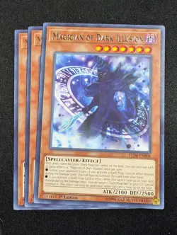 Yugioh - 3x Magician of Dark Illusion LED6-EN006 1st Edition Rare NM - Image 1