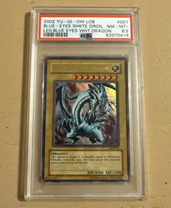 2002 YuGiOh Blue-Eyes White Dragon LOB-001 Ultra Rare PSA 8.5 pop 9 - Image 1