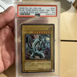2002 YuGiOh Blue-Eyes White Dragon LOB-001 Ultra Rare PSA 8.5 pop 9 - Image 3