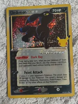Pokemon TCG Umbreon Celebrations Gold Star Card 17/17 Near Mint Condition - Image 1