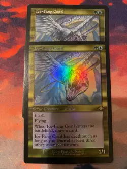 MTG Modern Horizons 2 Ice Fang Coatl Retro Frame Foil x 2, One Etched - Image 1