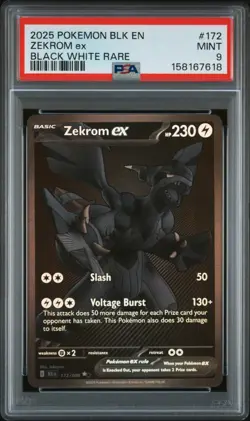 2025 POKEMON BLK EN-BLACK BOLT #172 ZEKROM ex BLACK WHITE RARE - Image 1