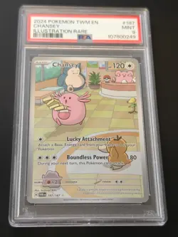 2024 POKEMON TWM EN-TWILIGHT MASQUERADE ILLUSTRATION RARE #187 CHANSEY PSA 9 - Image 1